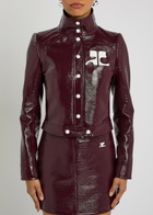 Courrèges Reedition Crinkled Vinyl Jacket Burgundy