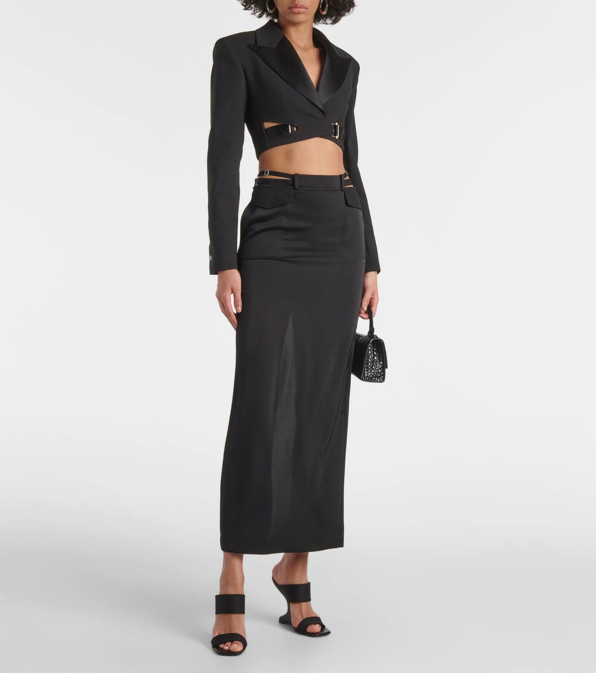 Dion Lee Pocket Column mid-rise satin maxi skirt