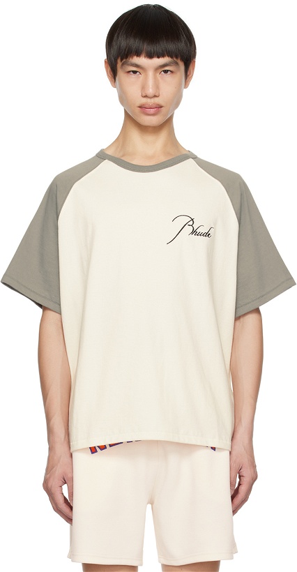 Photo: Rhude Off-White & Gray Raglan T-Shirt