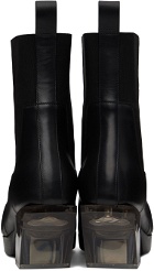 Rick Owens Black Heeled Silver Chelsea Boots