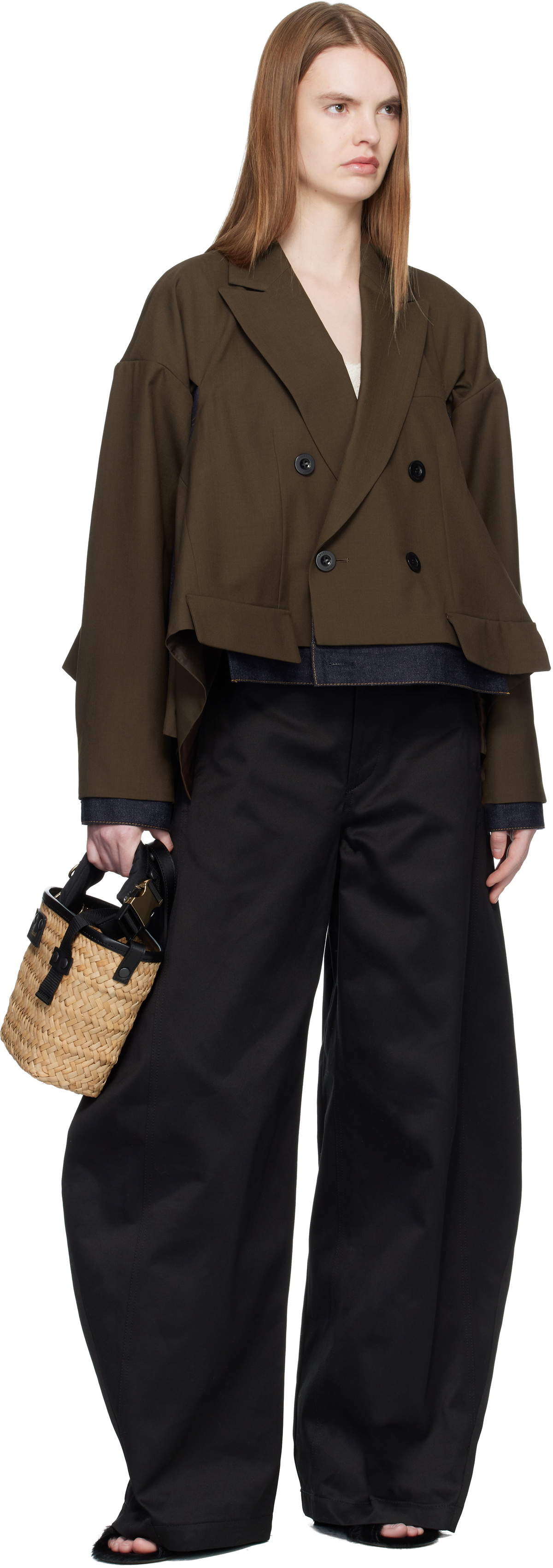 sacai Beige Hybrid Micro Marche Bag