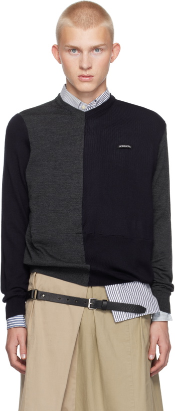 Photo: HODAKOVA Navy & Gray 'The Knitted Patch' Sweater