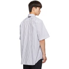 Balenciaga White and Navy Logo Tab Short Sleeve Shirt