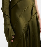 Blumarine Asymmetric lace-trimmed satin gown