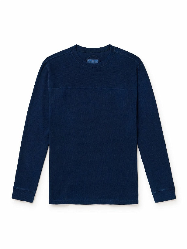Photo: Blue Blue Japan - Indigo-Dyed Ribbed Cotton-Blend Jersey T-Shirt - Blue