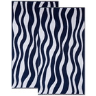 By Parra Men's Waves of the Navy Bath Towel - Set of 2 in Navy/White