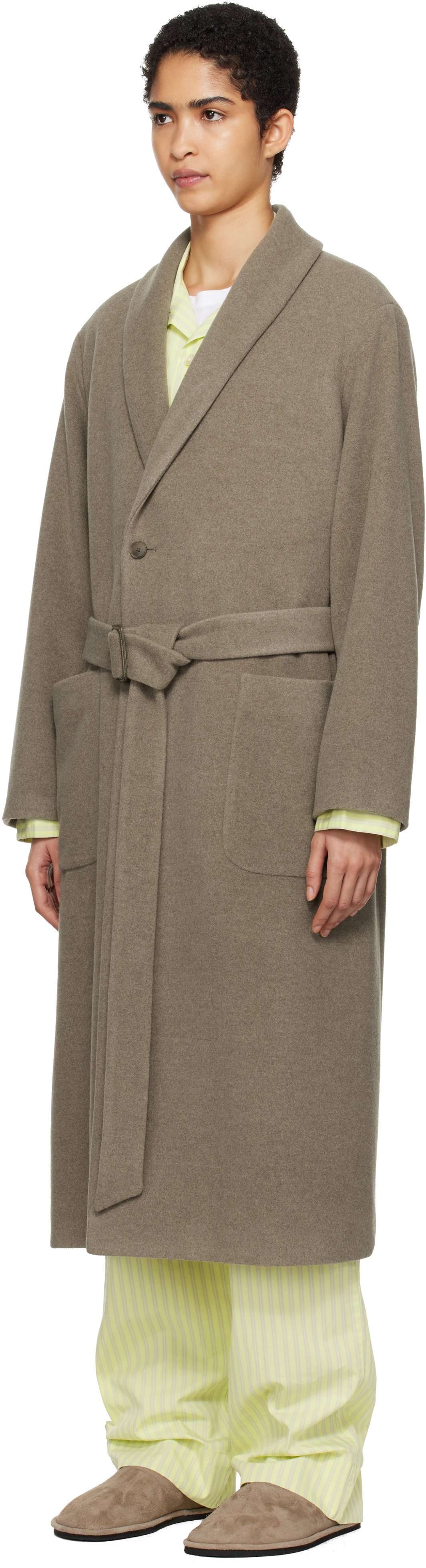 TEKLA × AURALEE ROBECOAT ローブコート サイズ4 Tekla SSENSE Exclusive Taupe AURALEE Edition Robe Coat Tekla Fabrics