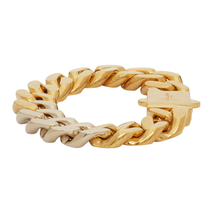 Saint Laurent Gold and Silver Curb Chain Bracelet Saint Laurent
