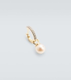 Mateo 14kt gold single hoop earring with diamonds and freshwater pearl