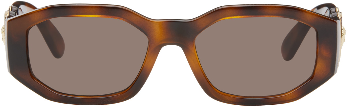 Versace Biggie shades - Brown and Gold Versace Brown Medusa Biggie Sunglasses with Gold Mirror Lenses main image 2