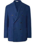 Boglioli - Slim-Fit Double-Breasted Wool-Blend Tweed Blazer - Blue