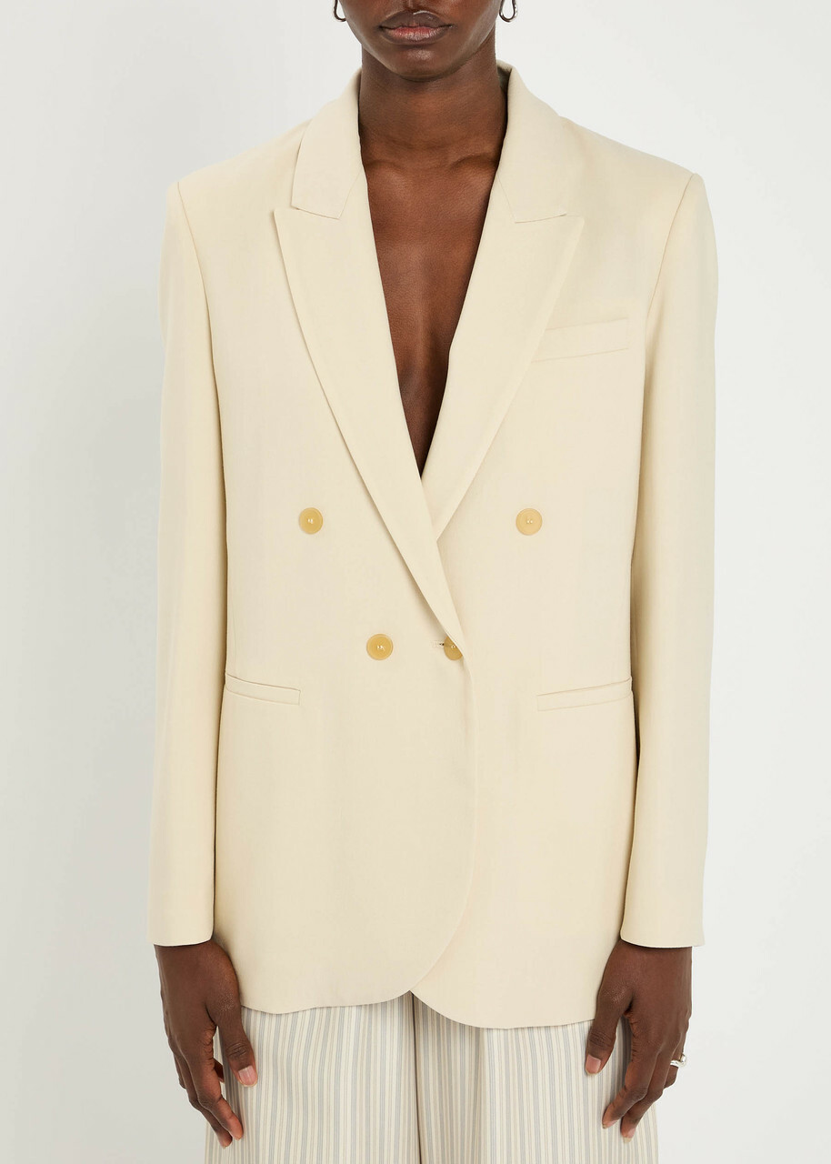 Forte_forte Double-breasted Wool-blend Blazer Cream
