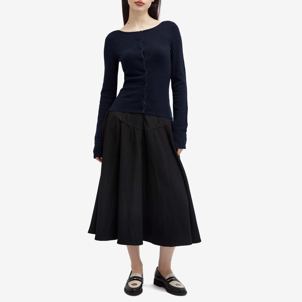 Peachy Den Women's Claudine Knit Cardigan in Midnight