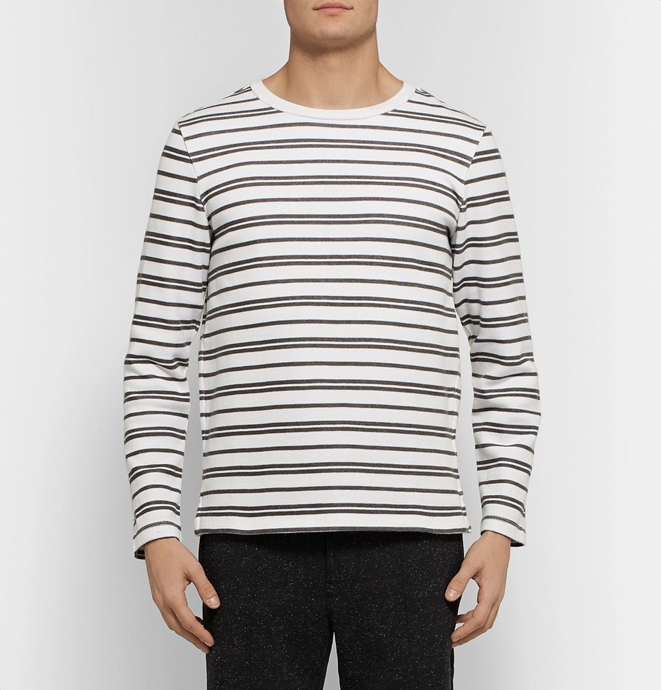 Club Monaco - Double-Faced Striped Cotton-Jersey T-Shirt - White