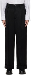 Hed Mayner Black Pleated Trousers
