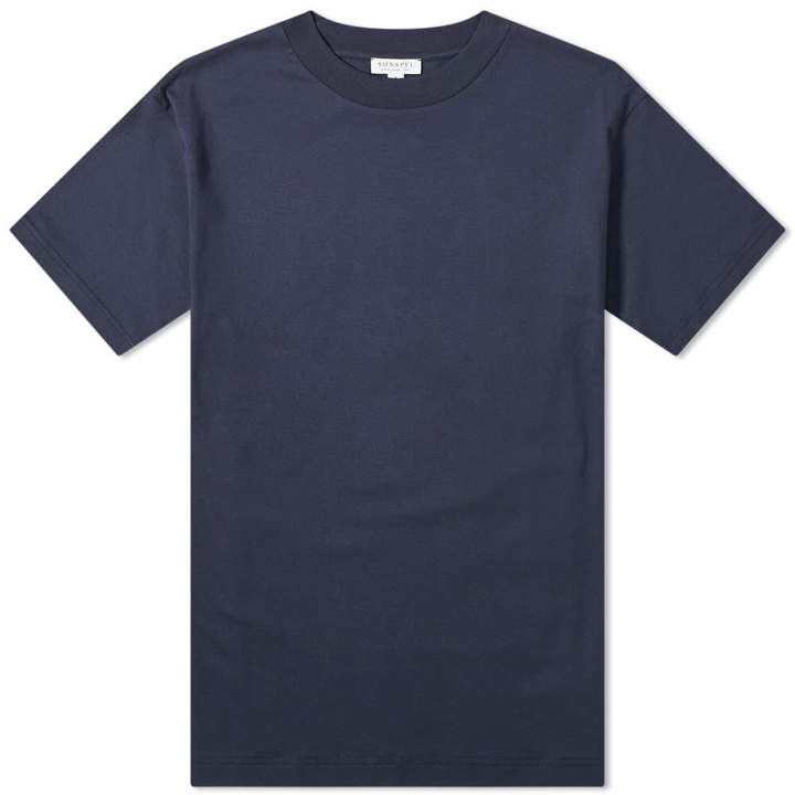 Photo: Sunspel Men's Mock Neck T-Shirt in Navy