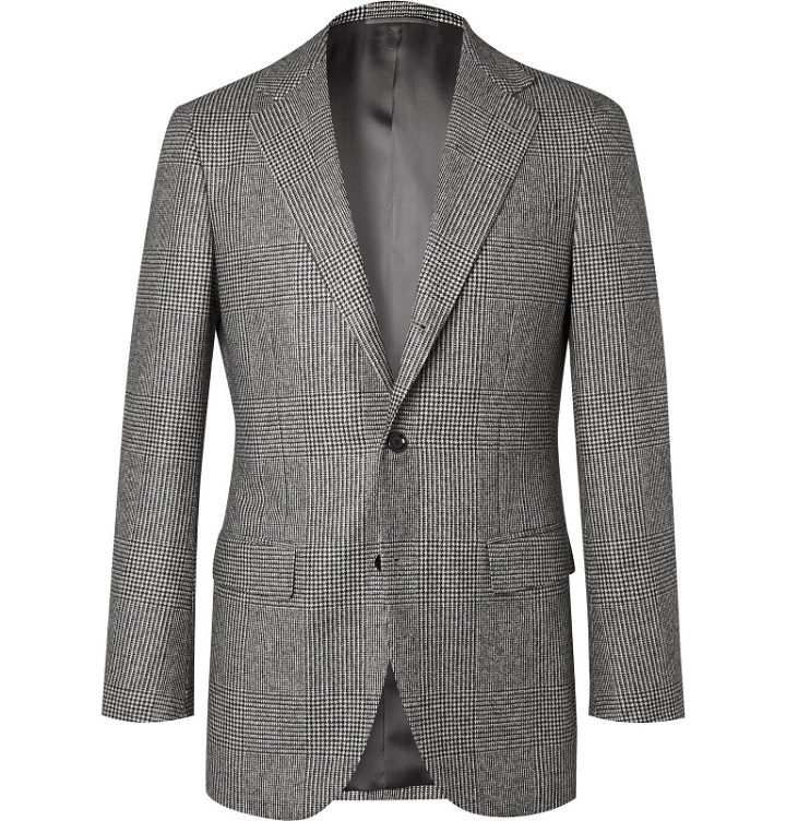 Photo: Beams F - Grey Slim-Fit Prince of Wales Checked Super 100s Wool Suit Jacket - Black