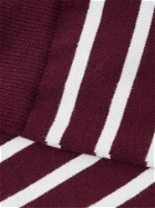 SUNSPEL - Striped Stretch Cotton-Blend Socks - Burgundy