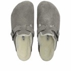 Birkenstock Men's Boston Fur in Stone Coin Suede