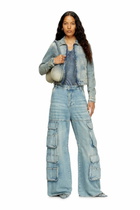 Diesel Jacket in dirt-effect fluid denim - Denim Jackets Womens in Blue