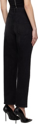 AREA Black Crystal Slit Jeans