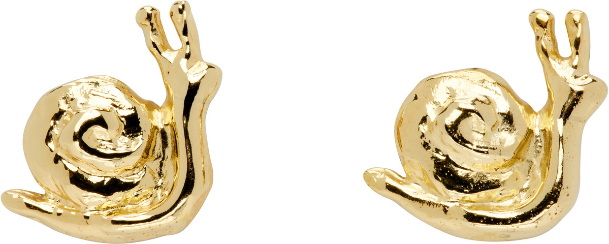 Chopova Lowena Gold Snail Stud Earrings