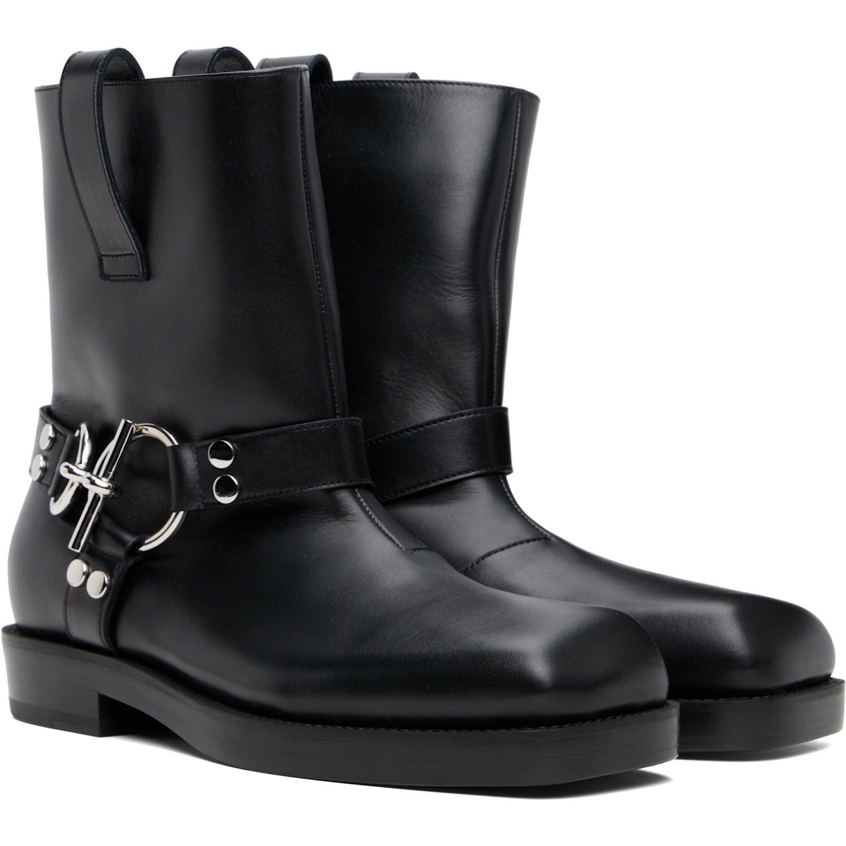 BALMAIN Black T-Bar Calfskin Ankle Boots