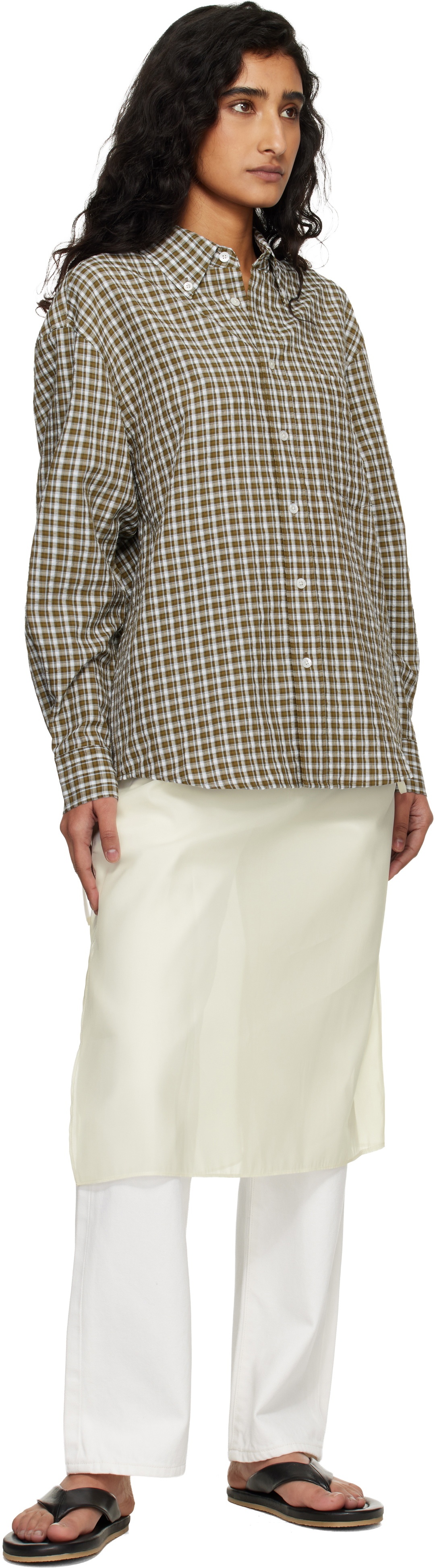 Dunst Off-White See-Through Layering Midi Skirt