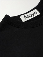 Aloye - Panelled Stretch-Knit and Cotton-Jersey Sweatshirt - Black