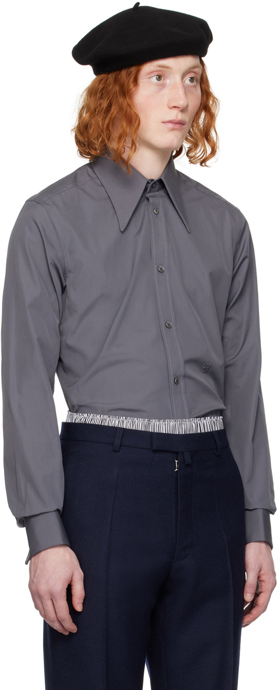 Maison Margiela Gray Pointed Collar Shirt Maison Margiela