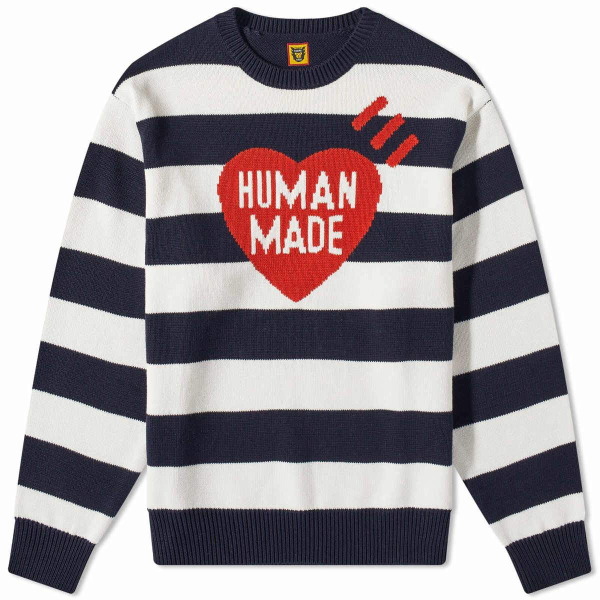 Human Made Men's Striped Heart Knit Sweater in Navy Human Made