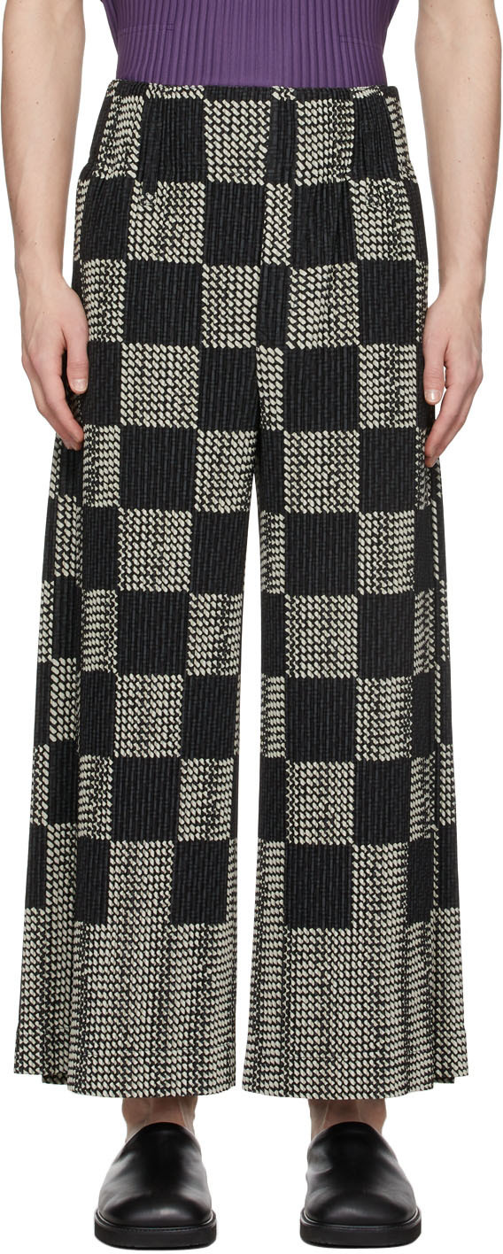 Homme Plissé Issey Miyake Black & White Basket Pants