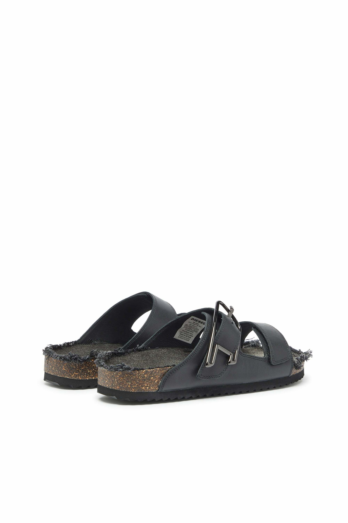 Diesel D-Woodstock - Leather slide with cork footbed - Sandals Mens in Black