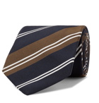 Kingsman - Drake's 8cm Striped Silk and Cotton-Blend Twill Tie - Brown