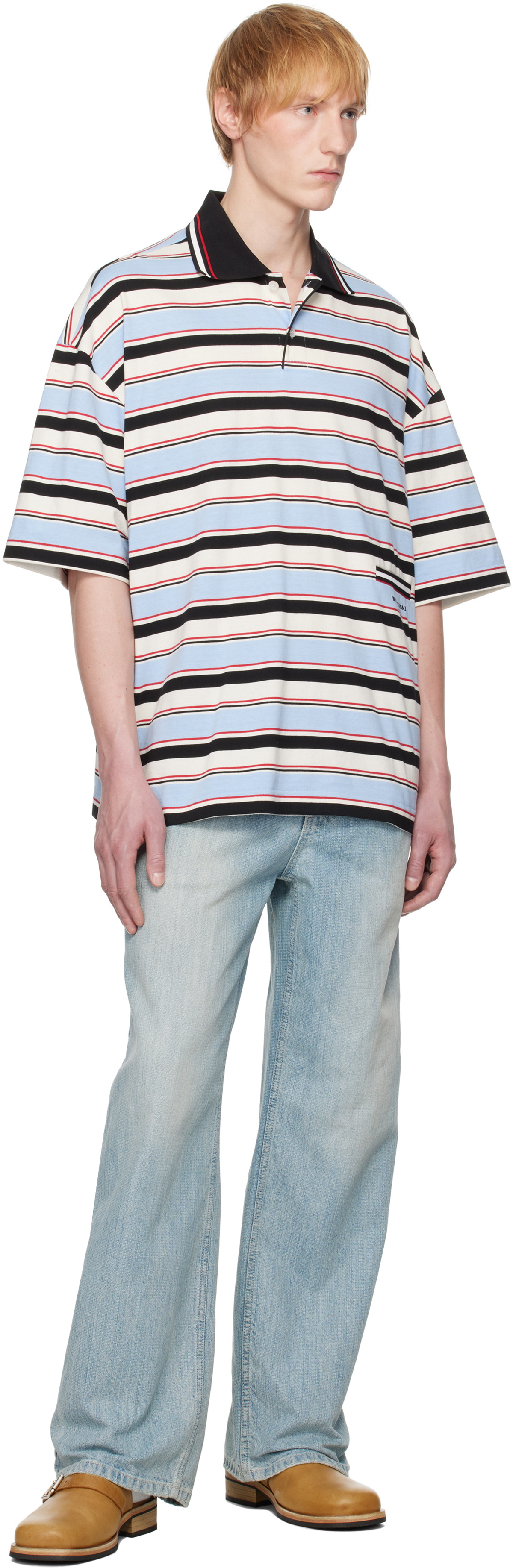 WOOYOUNGMI Blue Stripe Polo