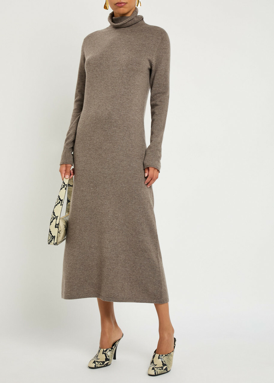 Lisa Yang Ailina Cashmere Midi Dress Brown