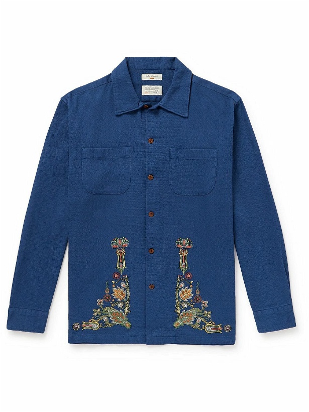 Photo: Nudie Jeans - Vincent Embroidered Brushed-Cotton Shirt - Blue
