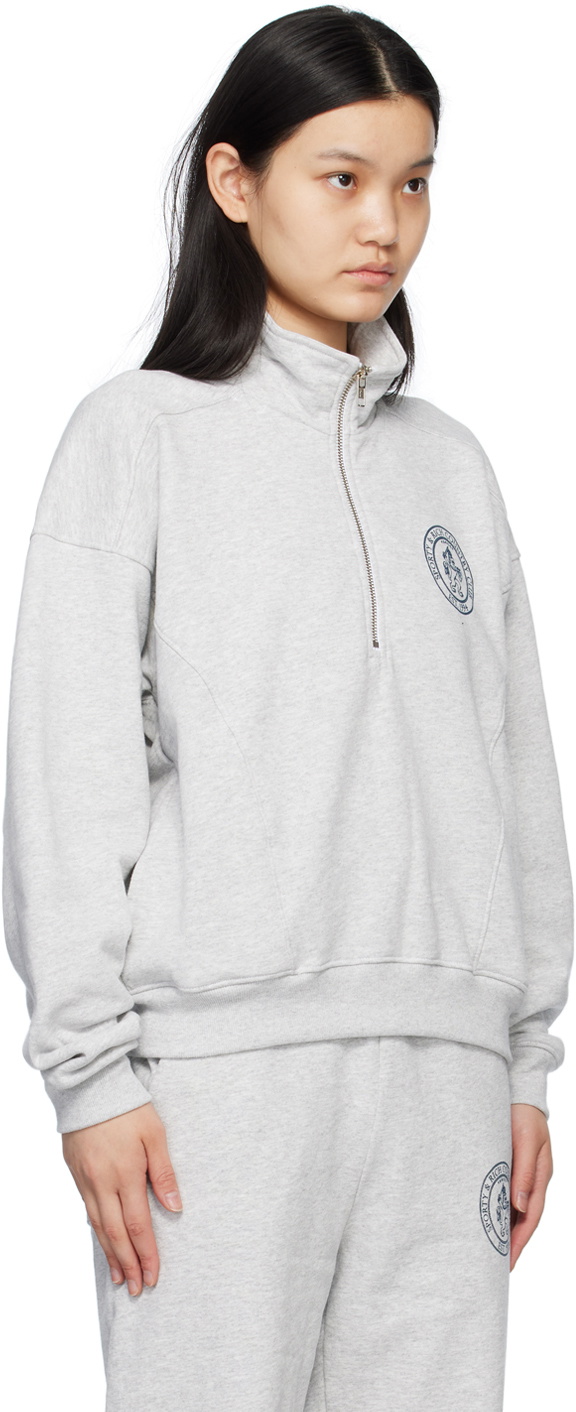 トップス SPORTY&RICH SPORTS HALF ZIP SWEAT Sporty & Rich Women's USA Quarter Zip in Navy Sports Red