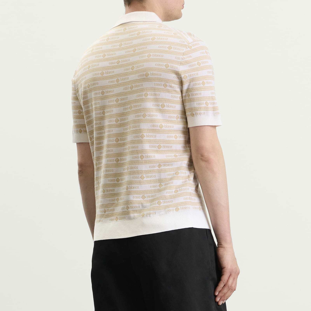 Casablanca Men's Wordmar Merino Wool Polo in Beige