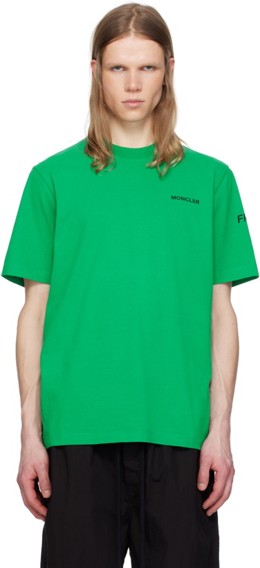 Photo: Moncler Genius Moncler x FRGMT Hiroshi Fujiwara Green Maxi Logo T-shirt