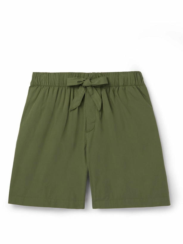 Photo: TEKLA - Organic Cotton-Poplin Pyjama Shorts - Green