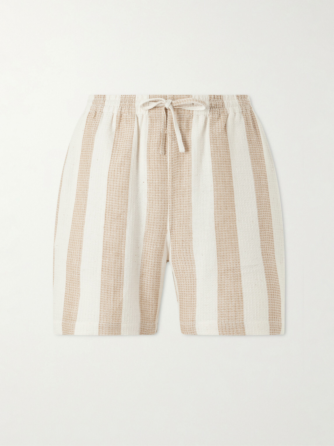 Kardo - Olbia Straight-Leg Striped Cotton Drawstring Shorts - Neutrals