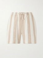 Kardo - Olbia Straight-Leg Striped Cotton Drawstring Shorts - Neutrals