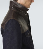 Brunello Cucinelli Leather-paneled denim jacket