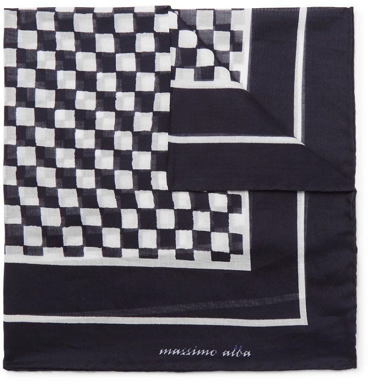 Photo: Massimo Alba - Checkerboard Printed Cotton Pocket Square - Black