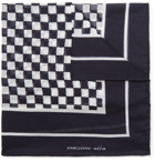 Massimo Alba - Checkerboard Printed Cotton Pocket Square - Black