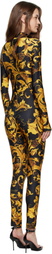 Versace Jeans Couture Black & Gold Barocco Porcelain Jumpsuit