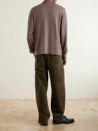 Officine Générale - Bene Merino Wool Half-Zip Polo Shirt - Brown