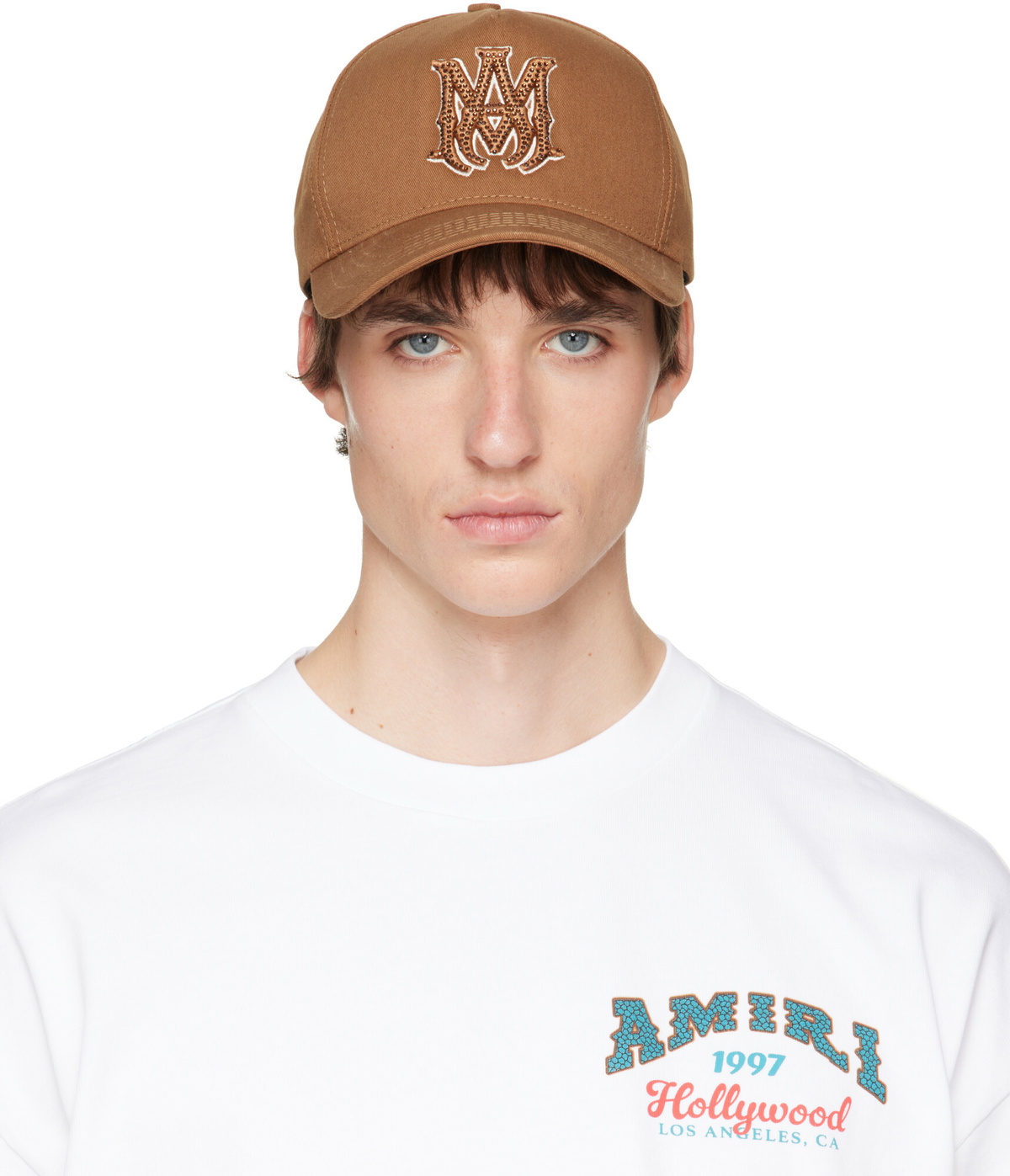 AMIRI Tan Crystal MA Outline Canvas Hat