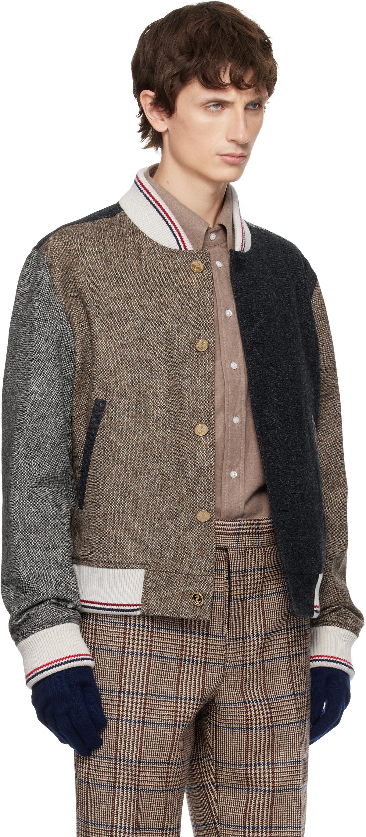 Thom Browne Multicolor Button Up Bomber Jacket